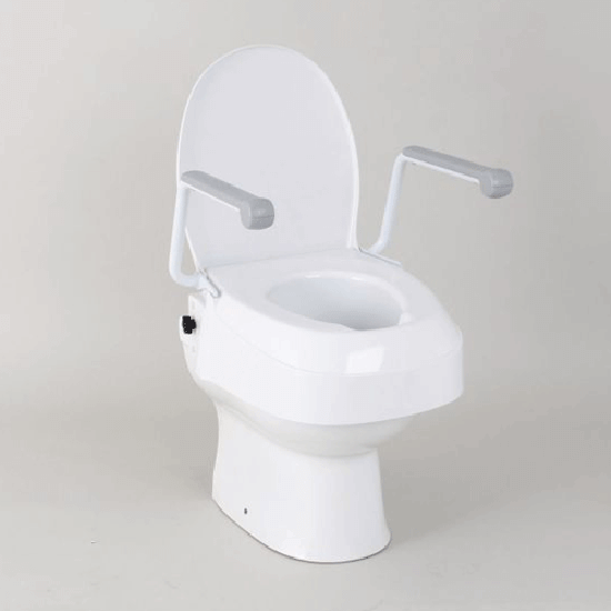 Raised Toilet Seat with Swing Back Arms