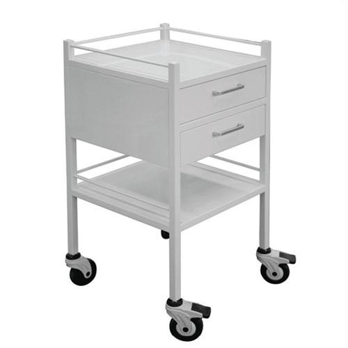 Powder Coated Instrument / dressing trolley - 2 drawer