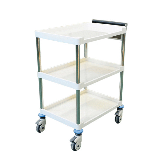 Thermo-Plastic Instrument / dressing trolley - 3 shelves